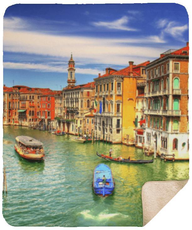 Sleep in Venice Sherpa Blanket - 50"x60"