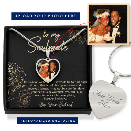 Heart Necklace for Wife - Add Your Photo - Choose Gold /Silver after Upload
