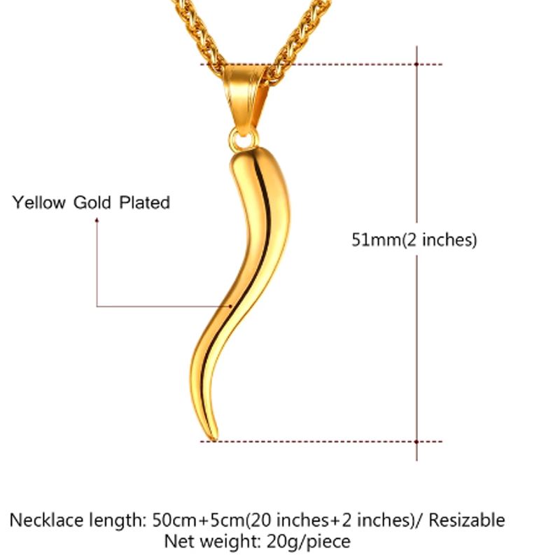 Italian Horn Necklace - 18k Gold Plated