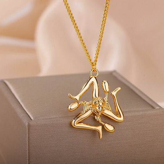 Sicilian Trinacria 18K Gold Plated Necklace