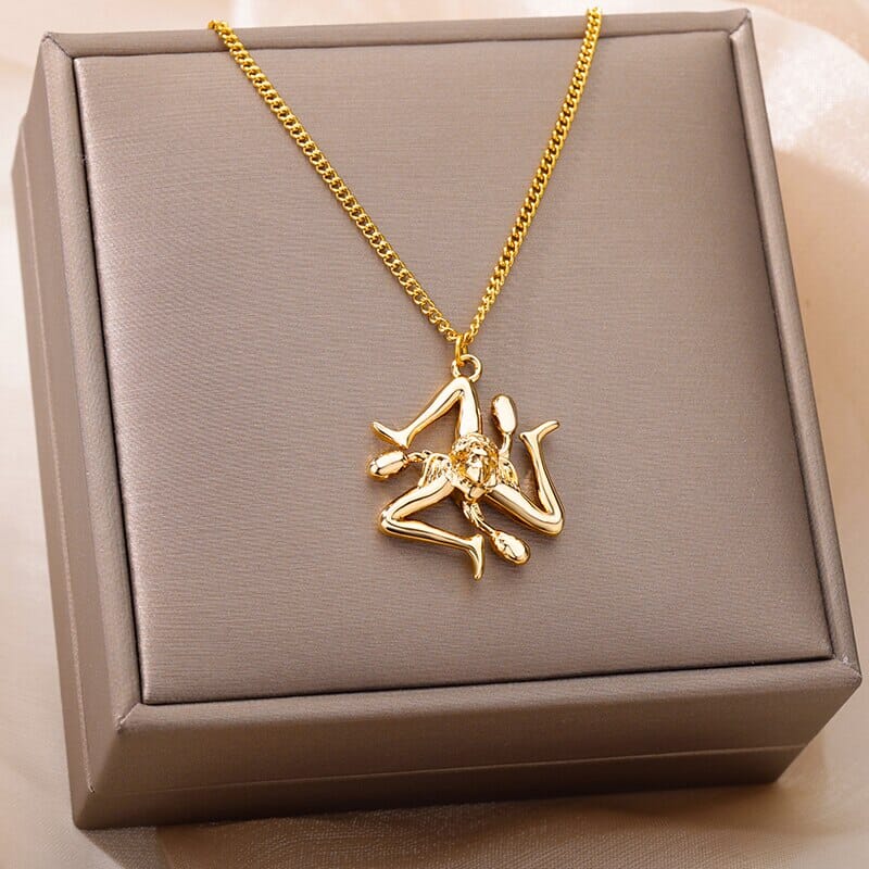 Sicilian Trinacria 18K Gold Plated Necklace
