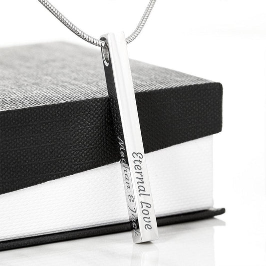 Solid Bar Custom Engraved (4 Sides) Necklace