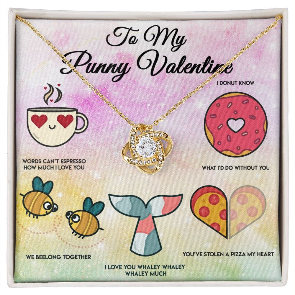 Love Knot Valentine Necklace with Funny Card and Gift Box