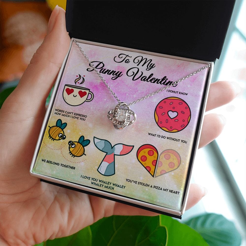 Love Knot Valentine Necklace with Funny Card and Gift Box