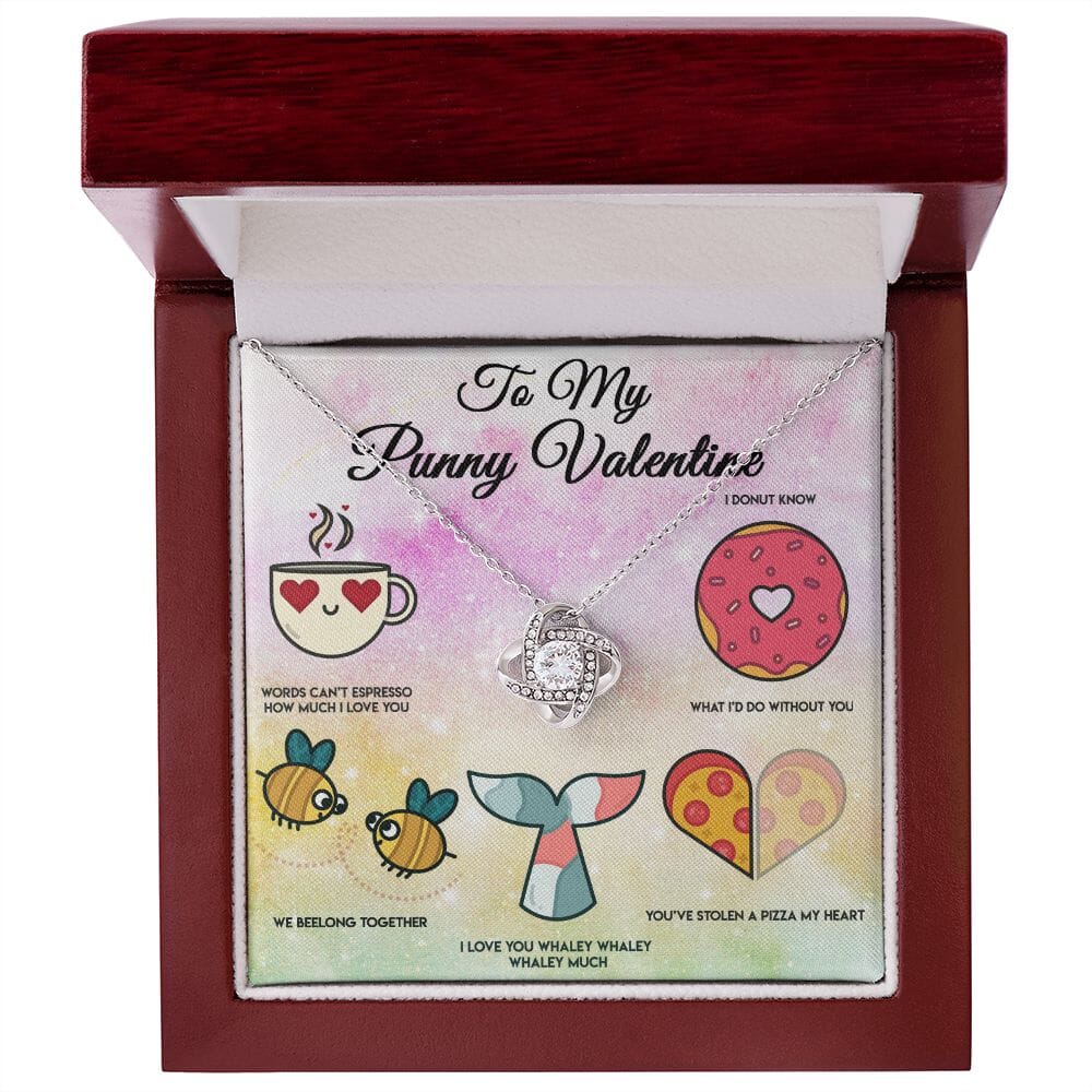 Love Knot Valentine Necklace with Funny Card and Gift Box