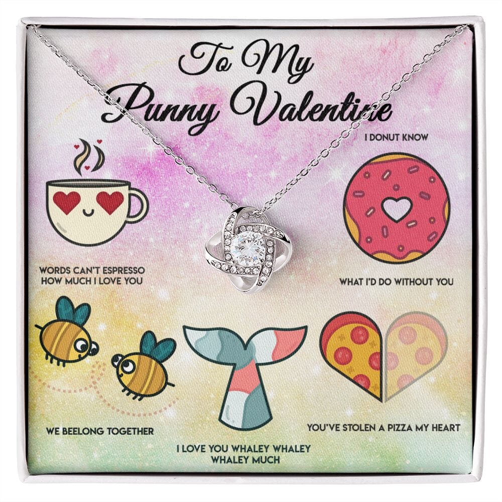 Love Knot Valentine Necklace with Funny Card and Gift Box