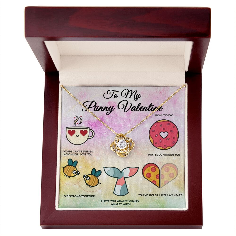 Love Knot Valentine Necklace with Funny Card and Gift Box