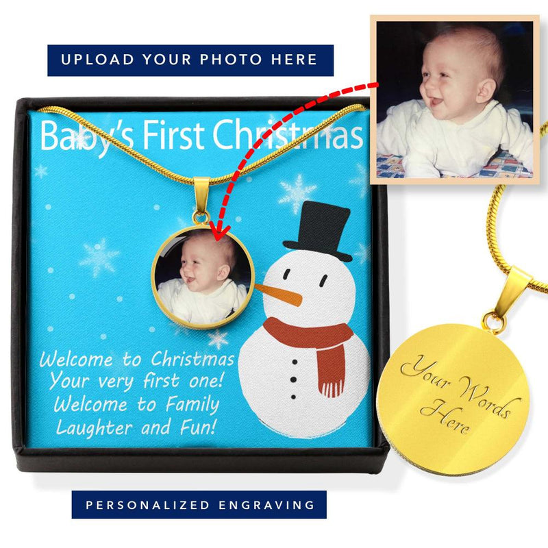 Your Photo on Baby's First Christmas Necklace