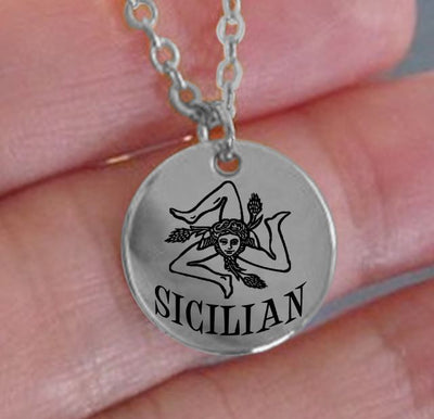 Sicilian Laser Engraved Pendant